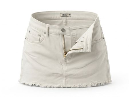 Jeansrock Melville weiss mit Fransen Grösse 40 gebraucht