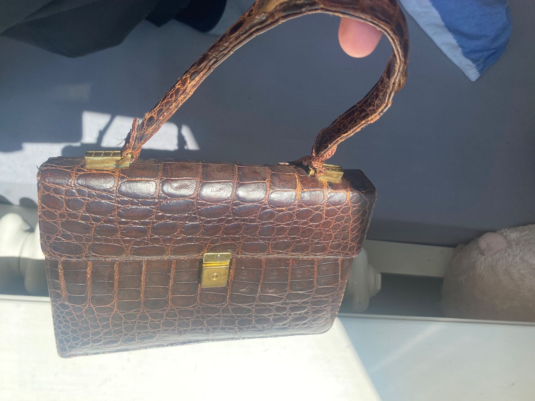 Borse: Handtasche Kroko Leder braun – Usato da Zürich venduto da 888simon888