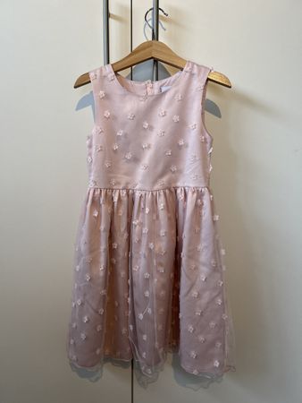 Festliches Mädchenkleid, Grösse 110, zartrosa mit Blumen