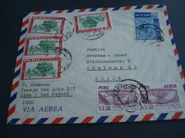 Flugbrief Peru-Rümlang, 1963, bunt frankiert
