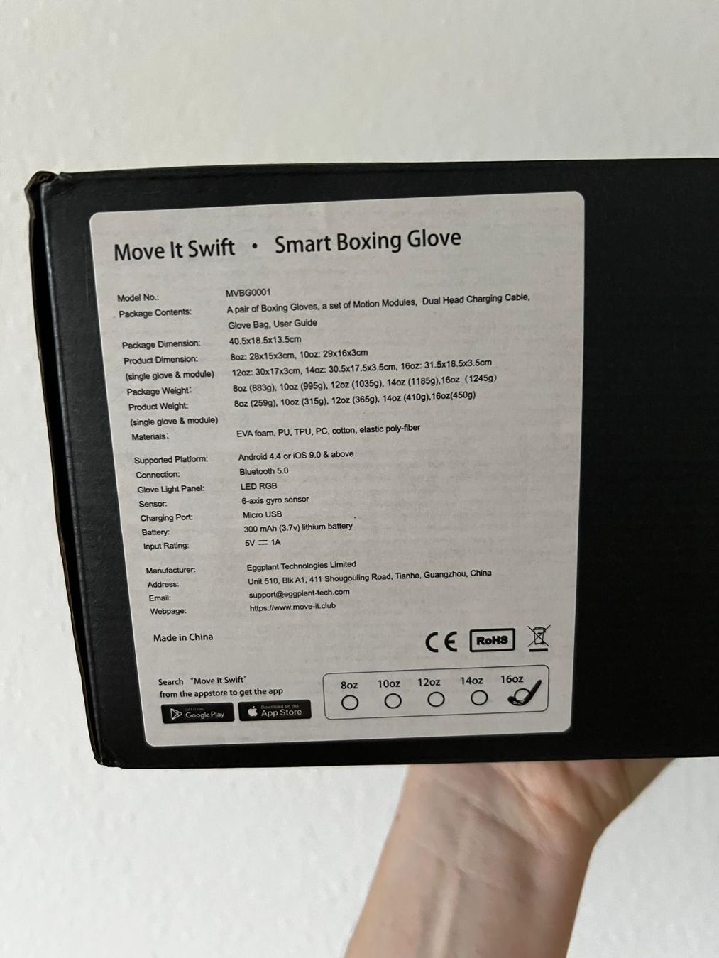 Guanti & manicotti: 16oz Smart Boxhandschuhe mit Motion Sensor, neu und ovp – Nuovo e nell'imballaggio originale da Schlieren venduto da Wizza 1