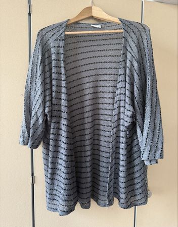 LuLaRoe Cardigan M – Grau gestreift, ¾ Ärmel