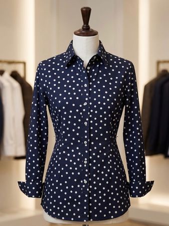 Rossana Diva Hemd Gr. 44, Navy mit Pünktchen, Top Zustand!