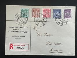 1944 Geschäftsbrief Satz 1-5B Campione -CH selten  (G1141)