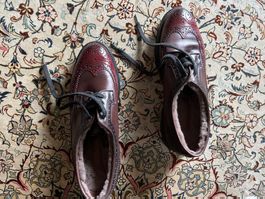Santoni Women's Dark Brown Leather Lace-Up Low Shoes Oxford