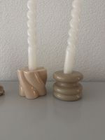 Set of 2 Candle Holders in Beige and Brown