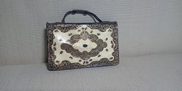 Antike mini Leder Handtasche Clutch Portemonnaie