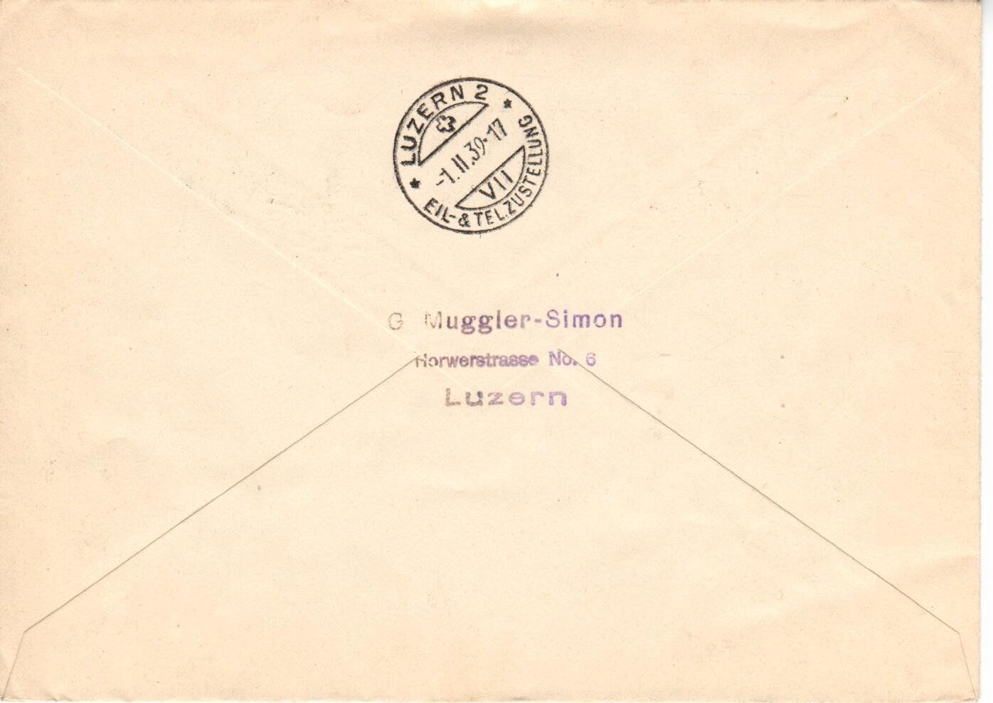 Tutti i francobolli: R - Brief Express Luzern mit Vignette 1939 – Usato da Wolhusen venduto da Curver9 1
