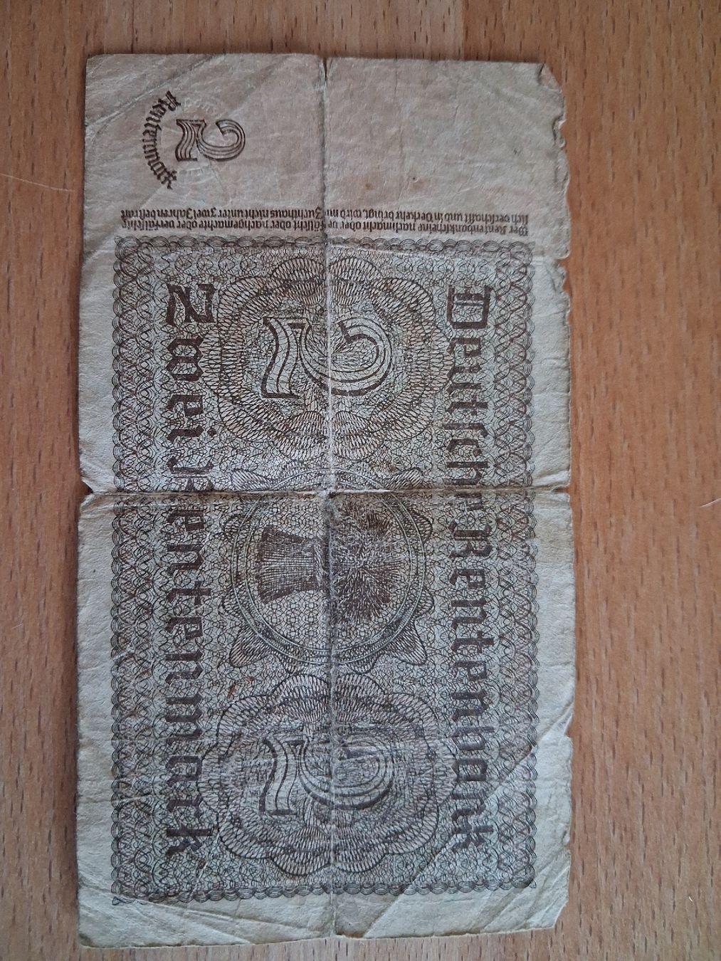 Banknoten: Rentenmark Deutschland – Gebraucht aus Bürglen TG von Karpfen13 1