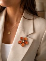 Elegante Brosche aus 100 % echtem Bernstein & 925er Sterling