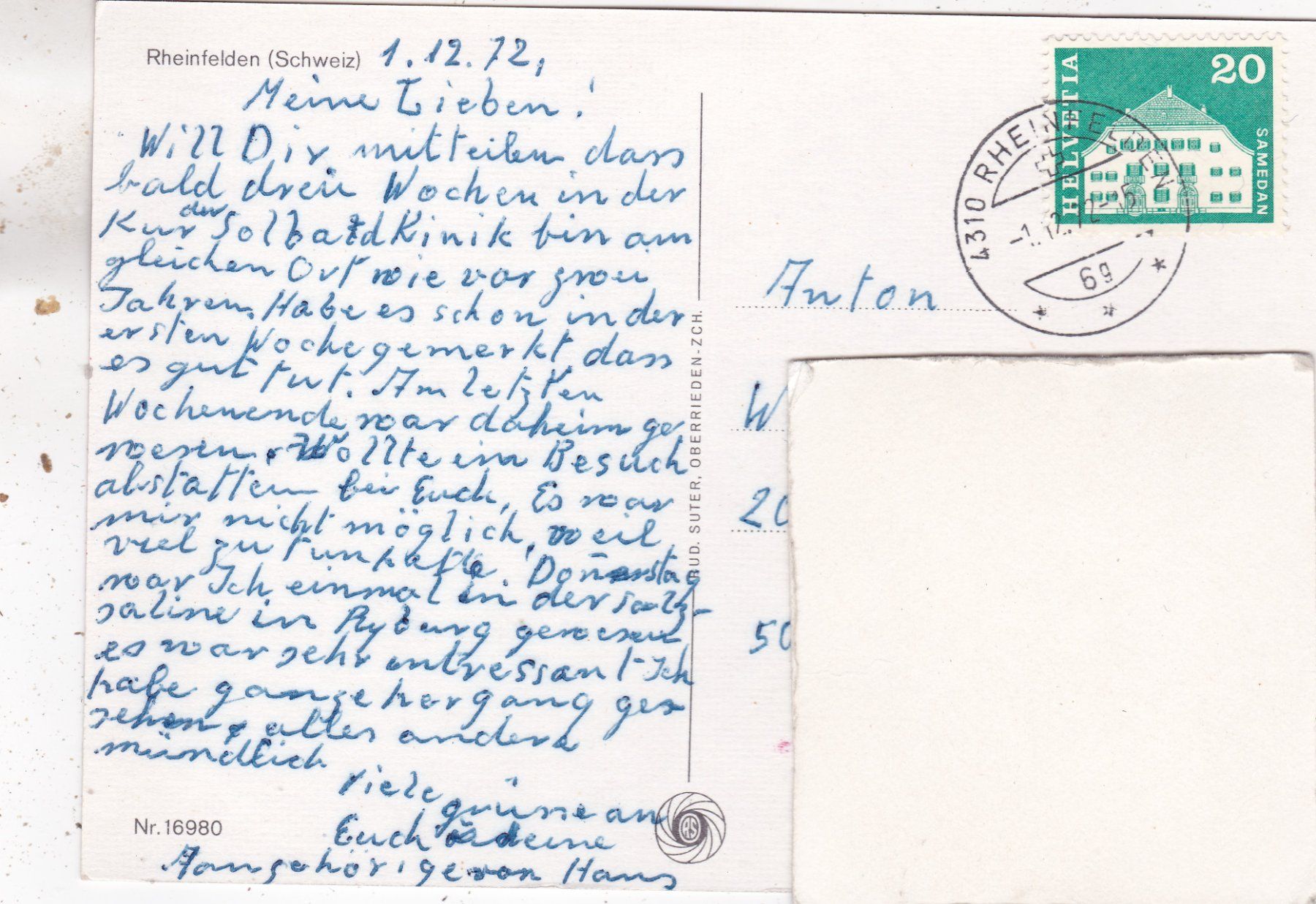 Cartoline postali: Rheinfelden 1972 – Usato da Herisau venduto da Lisegrat2008 1