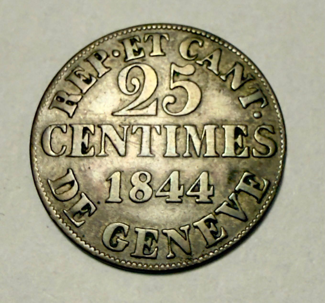 Tutti le monete: Geneve 25 Centimes 1844 Nice grade – Usato da Zürich venduto da Tasmiyah