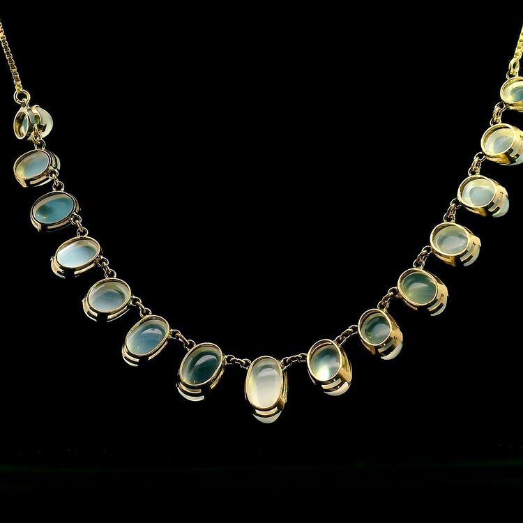 Exquisite Vintage Mondstein Halskette aus 750er Gelbgold 3