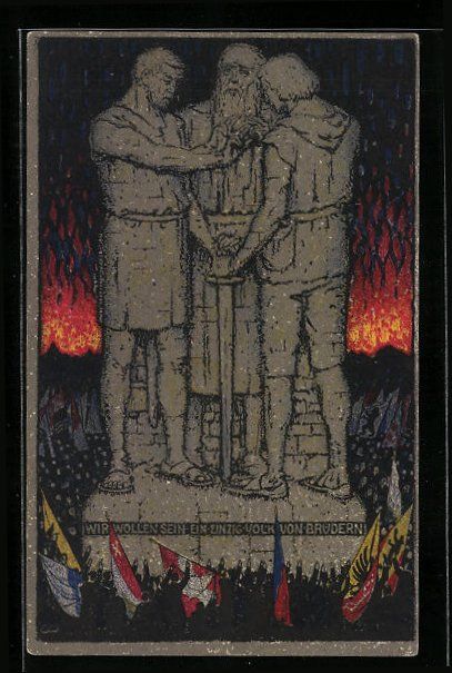 Cartoline postali: Schweizer Bundesfeier 1915, Denkmal mit  – Usato da Berlin venduto da bartko-reher