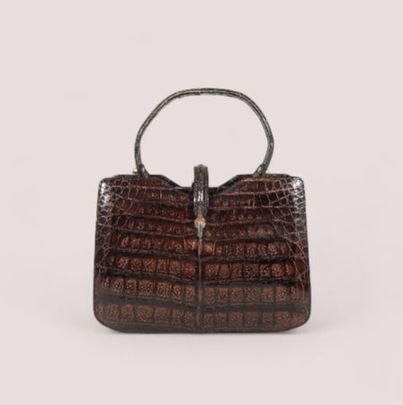 🐾 formschöne Vintage Handtasche aus braunem Reptilleder