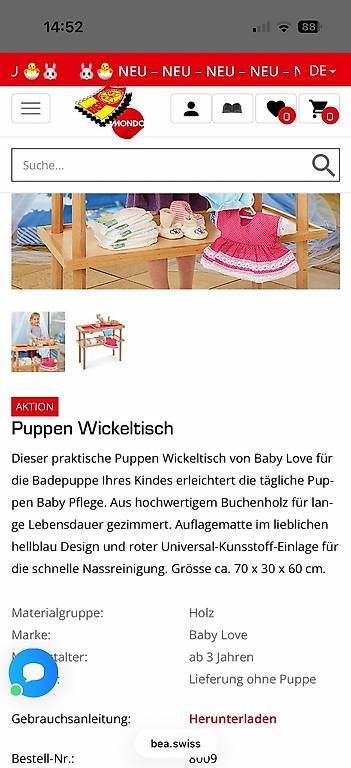 Giocattoli: Puppen Wickeltisch mit Mobiléhalterung – Usato da Kirchlindach venduto da fecop 3