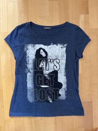 Blaues T-Shirt mit Motiv „Let’s get lost“, Grösse M
