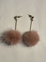 Ohrringe Pelz rosa Gold Strass neuwertig elegant
