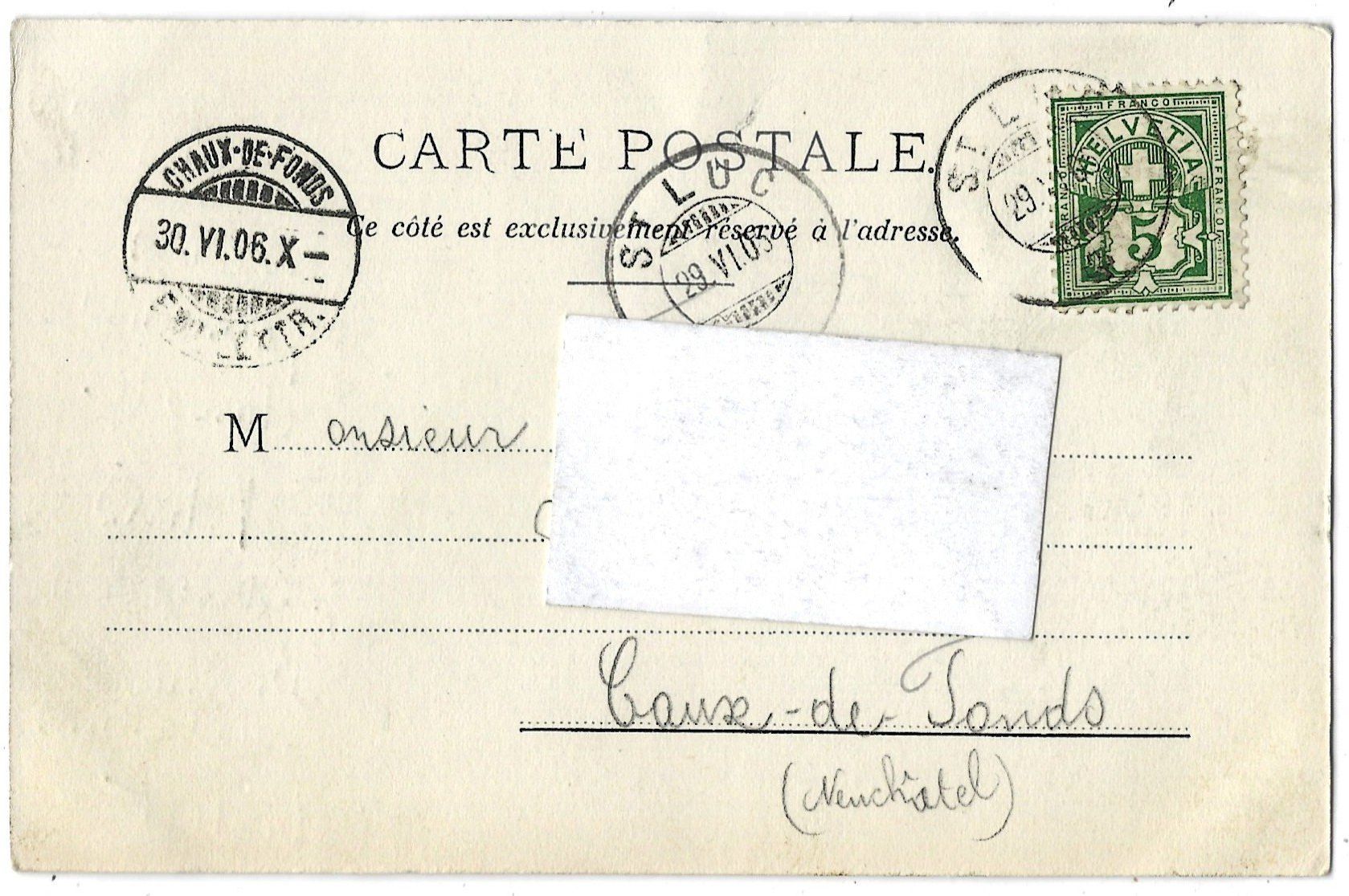 Cartoline postali: Lac  noir  de  Bella  Tola – Usato da Bütschwil venduto da Jackson1A 1