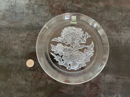 Plat en Cristal Hoya Japon Décor Fleur