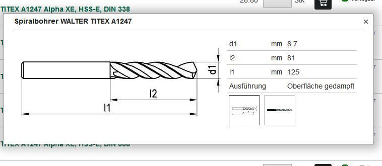 Tutti gli attrezzi: Spiralbohrer Titex Plus 8,7mm, A1247 PRE – Nuovo (secondo la descrizione) da Laufenburg venduto da Sirluger 2