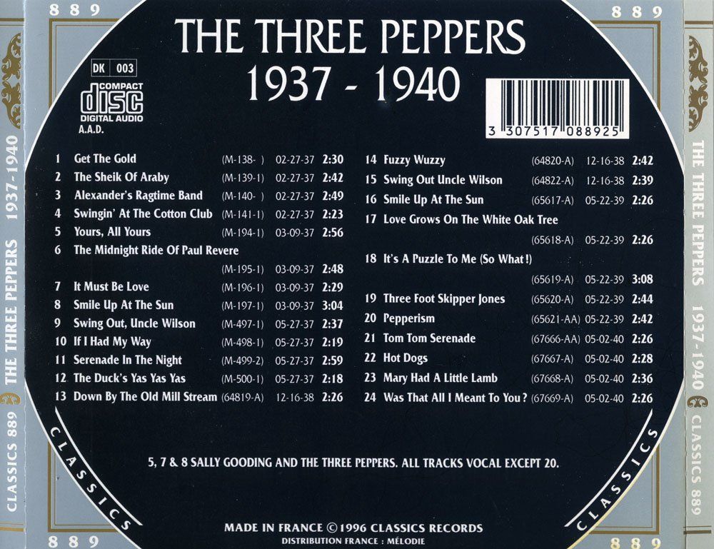 CD: Jazz-CD:  The Three Peppers  "The Chronogical.." (Classics") – Usato da Hochfelden venduto da mue_lhm9 3
