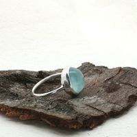 Unikate Silber Ring 925 mit Aquamarin Grösse 54