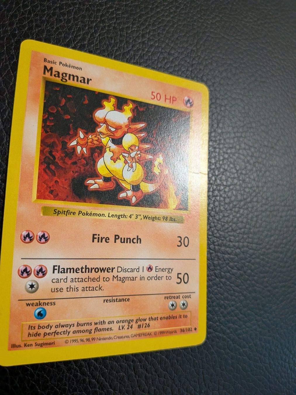 Pokémon Sammelbilder & Trading cards: 1999 Base Set Shadowless Magmar 36/102 Ab 1 – Gebraucht aus Paradiso von Pkmn10 1