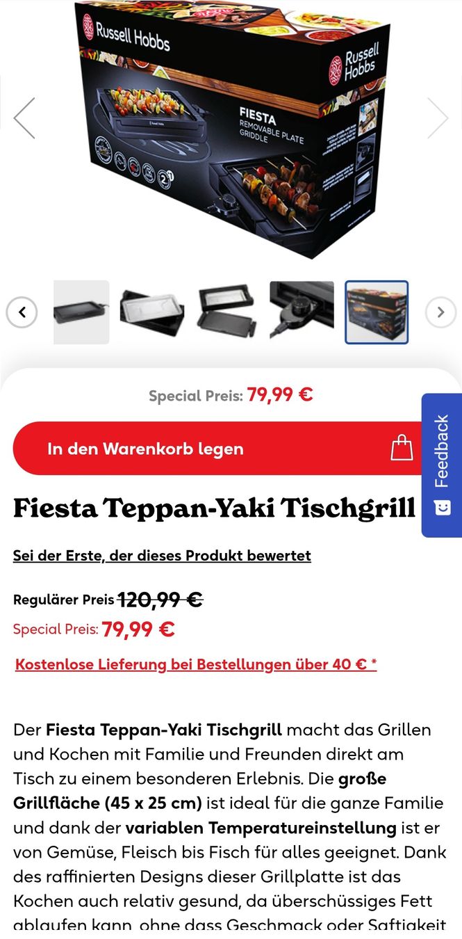 Griglie: Fiesta Teppan-Yaki Tischgrill – Usato da Rietheim venduto da vla_y88j 2