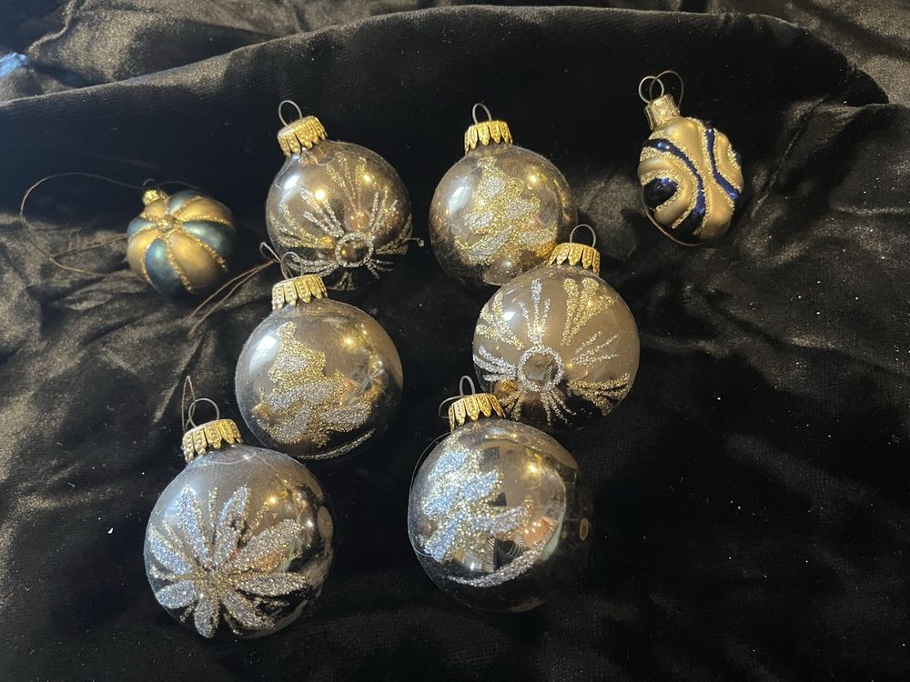 Vintage Weihnachtsschmuck Glas Kugeln Set – 3er Set Silbern Mit Gravur – Nostalgische Christbaumdeko