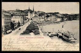 AK Luzern, Promenade und Hofkirche, 1901