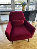 Sessel Samt Weinrot mit Kissen guter Zustand