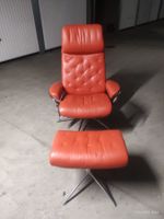 Fauteuil Stressless Metro orange avec repose-pieds – cuir