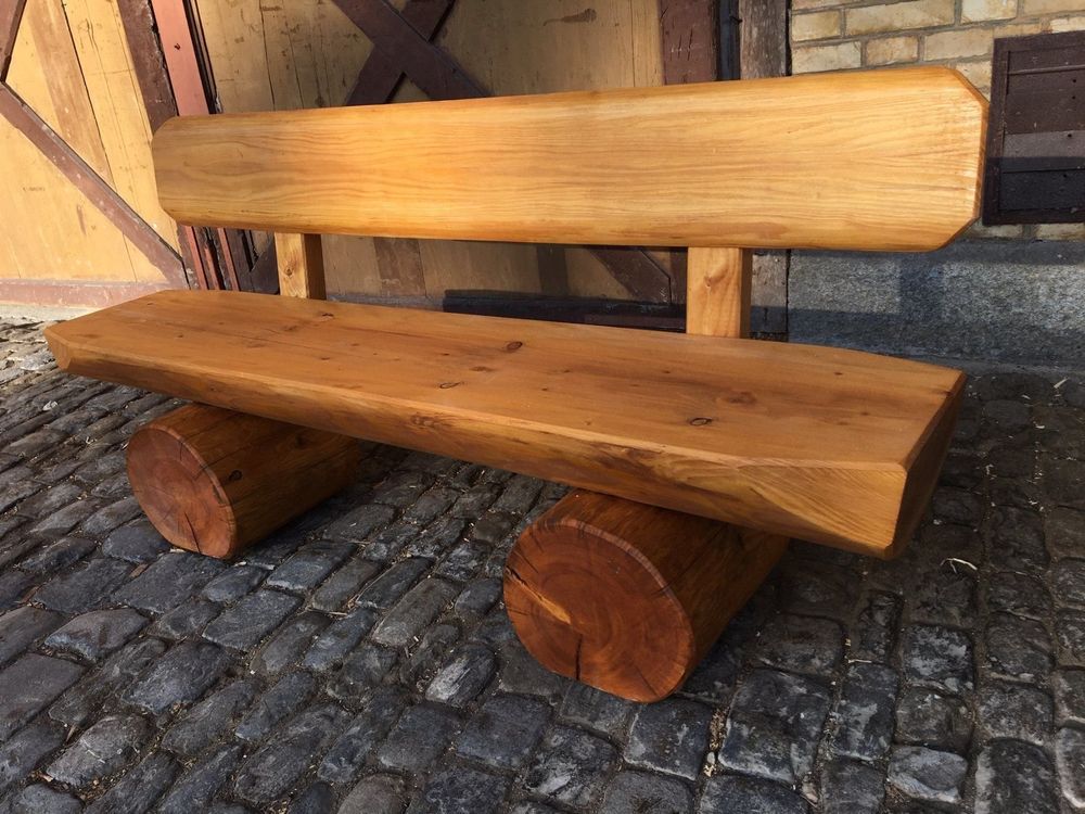 Rundholzbank Holzbank Tisch Bank Garnitur Gartenbank TOP (Neu (gemäss ...