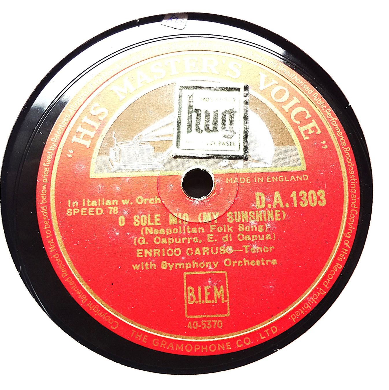Dischi in vinile: Caruso Schellackplatte, O sole mio – Usato da Hemishofen venduto da Phonomandy
