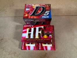 TDK D5 60 Kassetten, Sony HF 90 Kassetten 9Stk