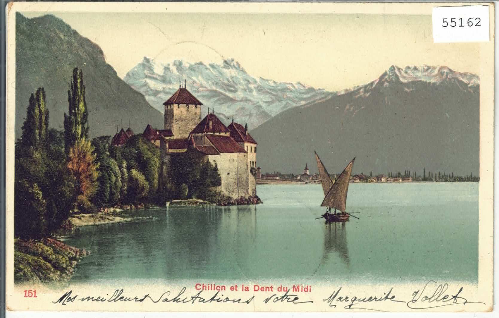 Cartoline postali: Chillon et la Dent du Midi - Barque - Litho – Usato da Ettingen venduto da Kartenplanet
