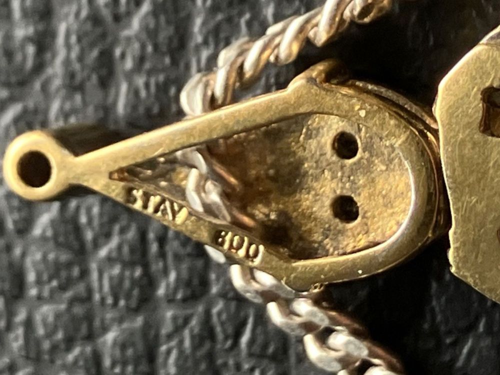 Chaîne Ancienne Avec Pendentif En Pierre – Bijou Vintage (124-12/A1)