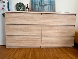 Kommode in hellem Holzdesign, 6 Schubladen