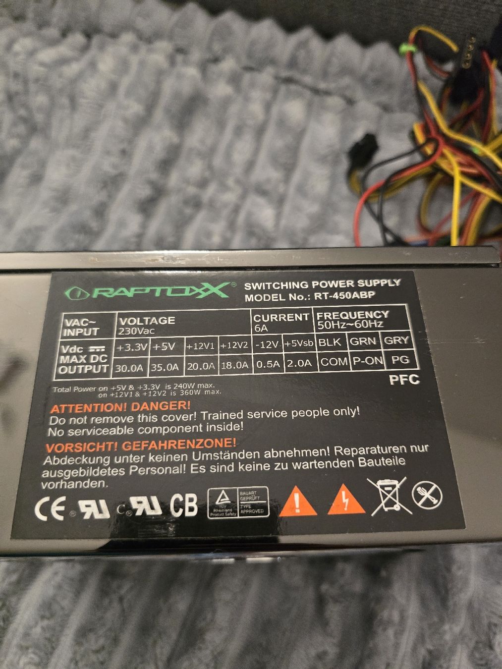 Componenti elettronici: RaptorX RT-450ABP PC Netzteil – Usato da Grächen venduto da -Arturas- 4