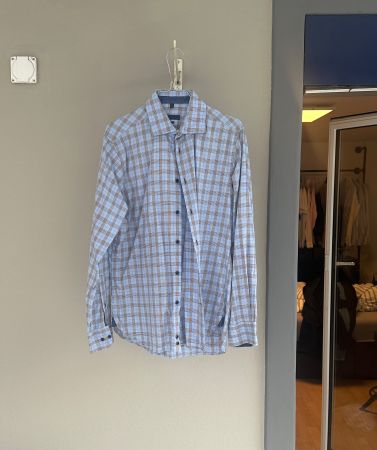 Herrenhemd Yves Gerard Gr. 40 blau kariert Fitted