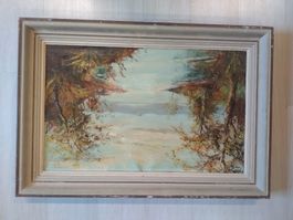 Tableau huile sur toile paysage H Moreillon 86x66cm