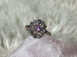 Vintage Silberring 925 mit lila Stein