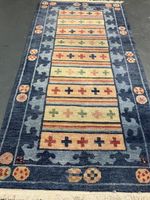 Nepal Teppich 187x93cm gereinigt handgeknüpft Wolle