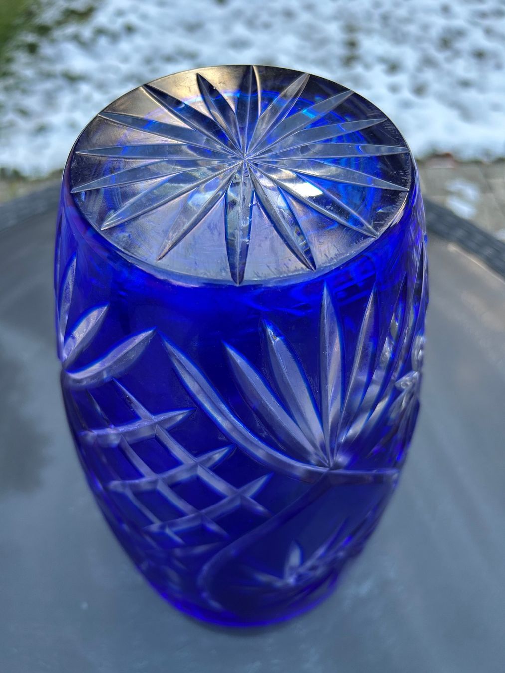 Vasi & Recipienti: Massive, kobaltblaue Bleikristall-Vase, Sternmuster – Usato da Oberwangen TG venduto da astroblackcat 2