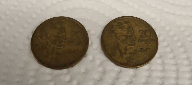 Tutti le monete: 2x 20 DINARA 1955/ YUGOSLAVIA – Usato da Zell LU venduto da Jamaila