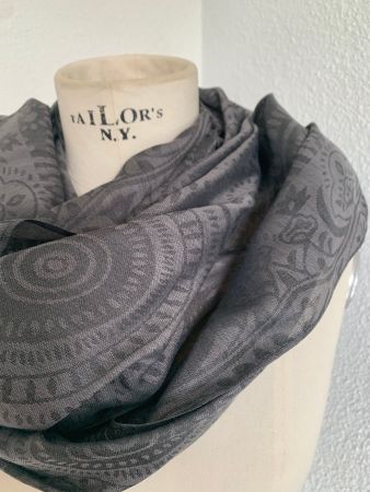 Neuware Foulard Schal Seide Viskose 180 x 70 cm grau/schwarz