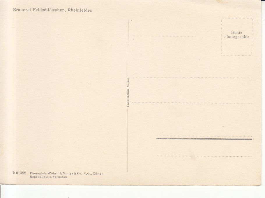 Cartoline postali: Rheinfelden Feldschlösschen, ca. 1940 – Usato da Bürglen TG venduto da StampGraf 1