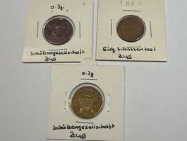 (2890) 3x Schützjeton um 1850 Zug