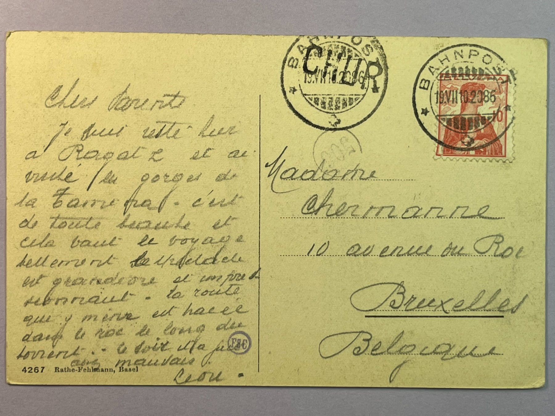 Cartoline postali: Chur - Bahnpost 1910 – Usato da Steg VS venduto da _vinci_ 1
